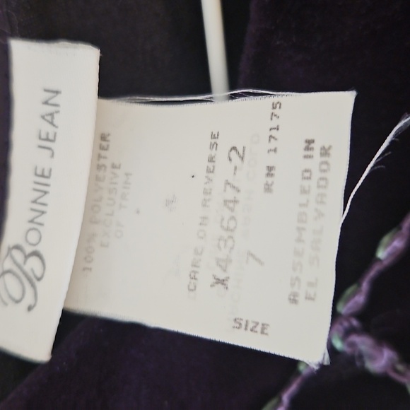 BONNIE JEAN Purple Floral Velvet Chiffon Formal Dress - Picture 11 of 12